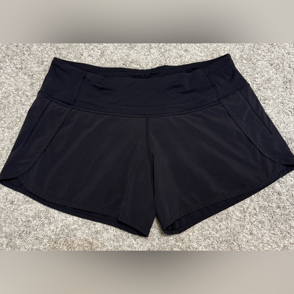 LINED Lululemon Run Times Short 4-Way Stretch 4" Black Women's Size 6